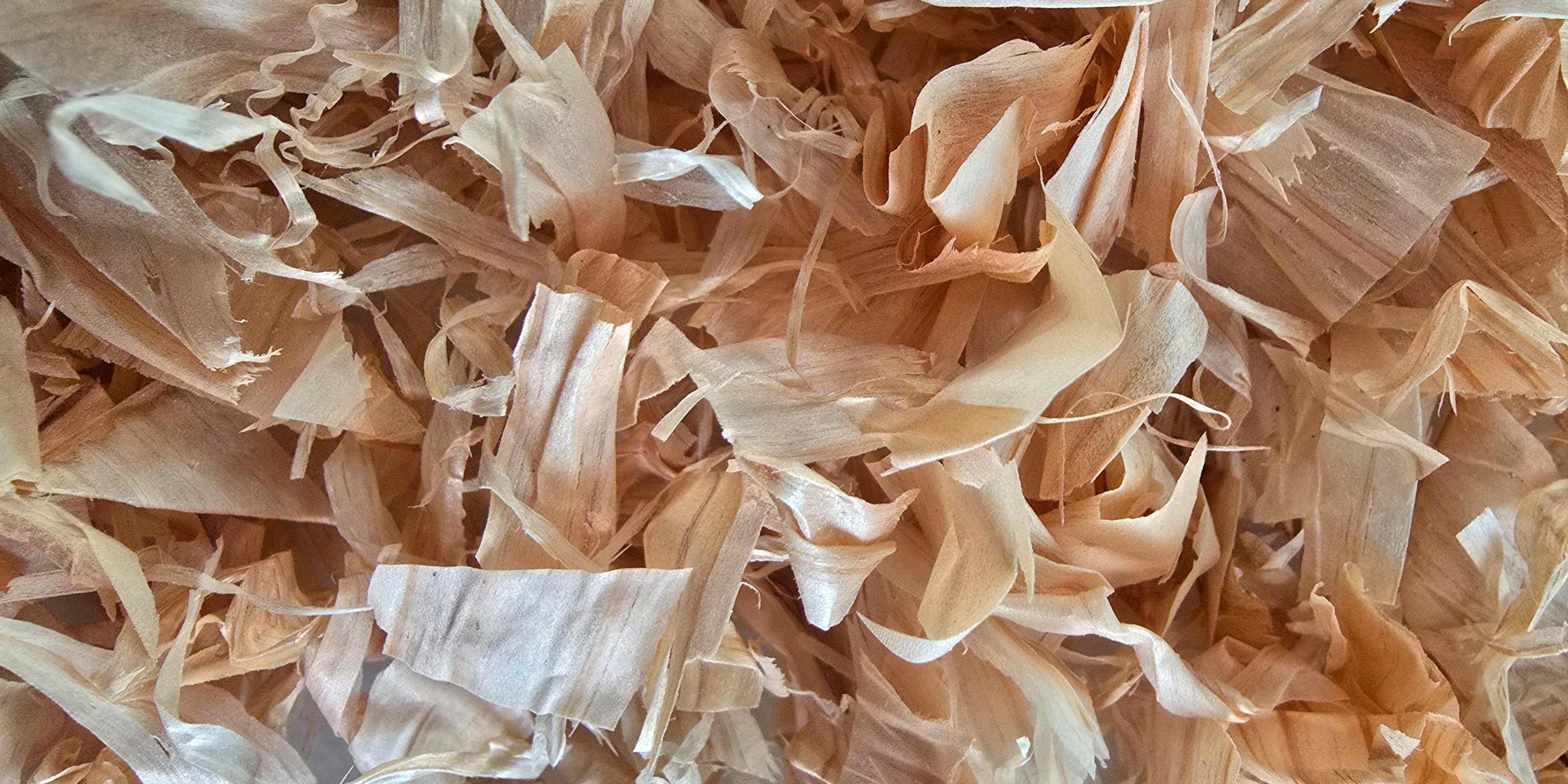 Close-up of shaved Japanese cedar bath flakes